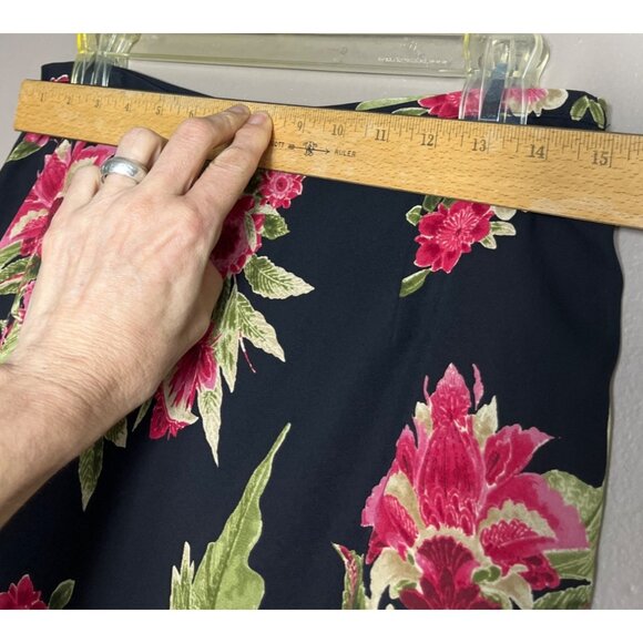 Emma James Skirt Maxi Black Floral Pencil Romantic Vintage Preppy Womens 8 - Picture 4 of 10